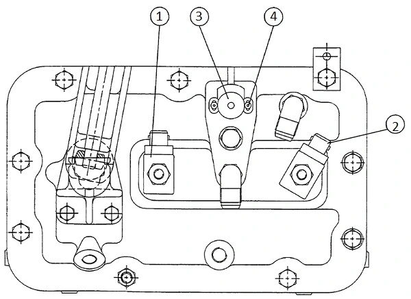 Locatie van de potentiometer van de omkeerinrichting MF 6100